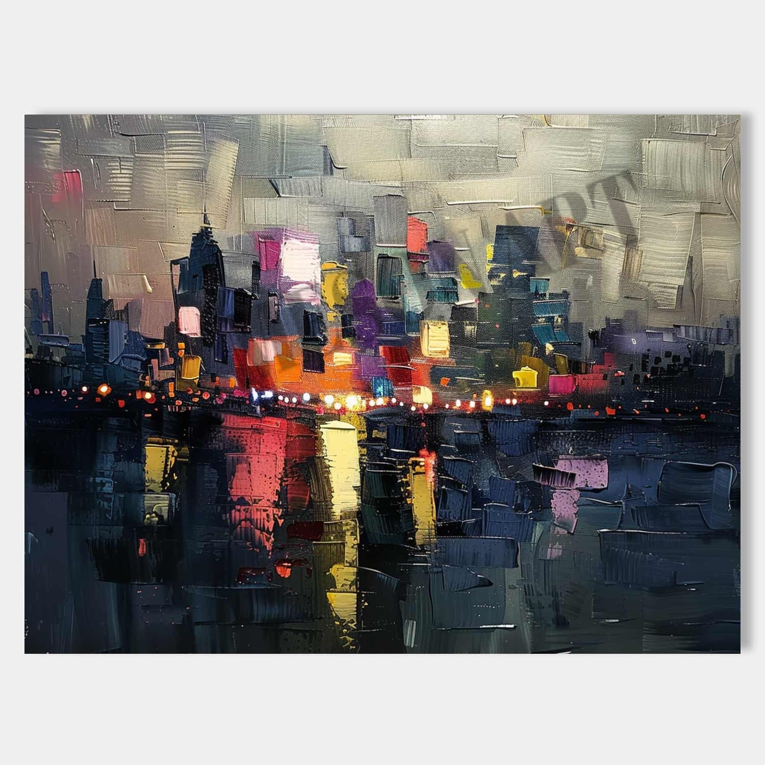 City Night Palette Painting New York Night Palette Canvas Art City Night Palette Wall Art