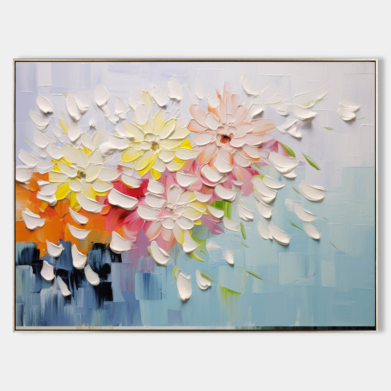 Large Colorful Petals Texture Wall Painting Colorful Petals Canvas Art Colorful Petals Oil Painting