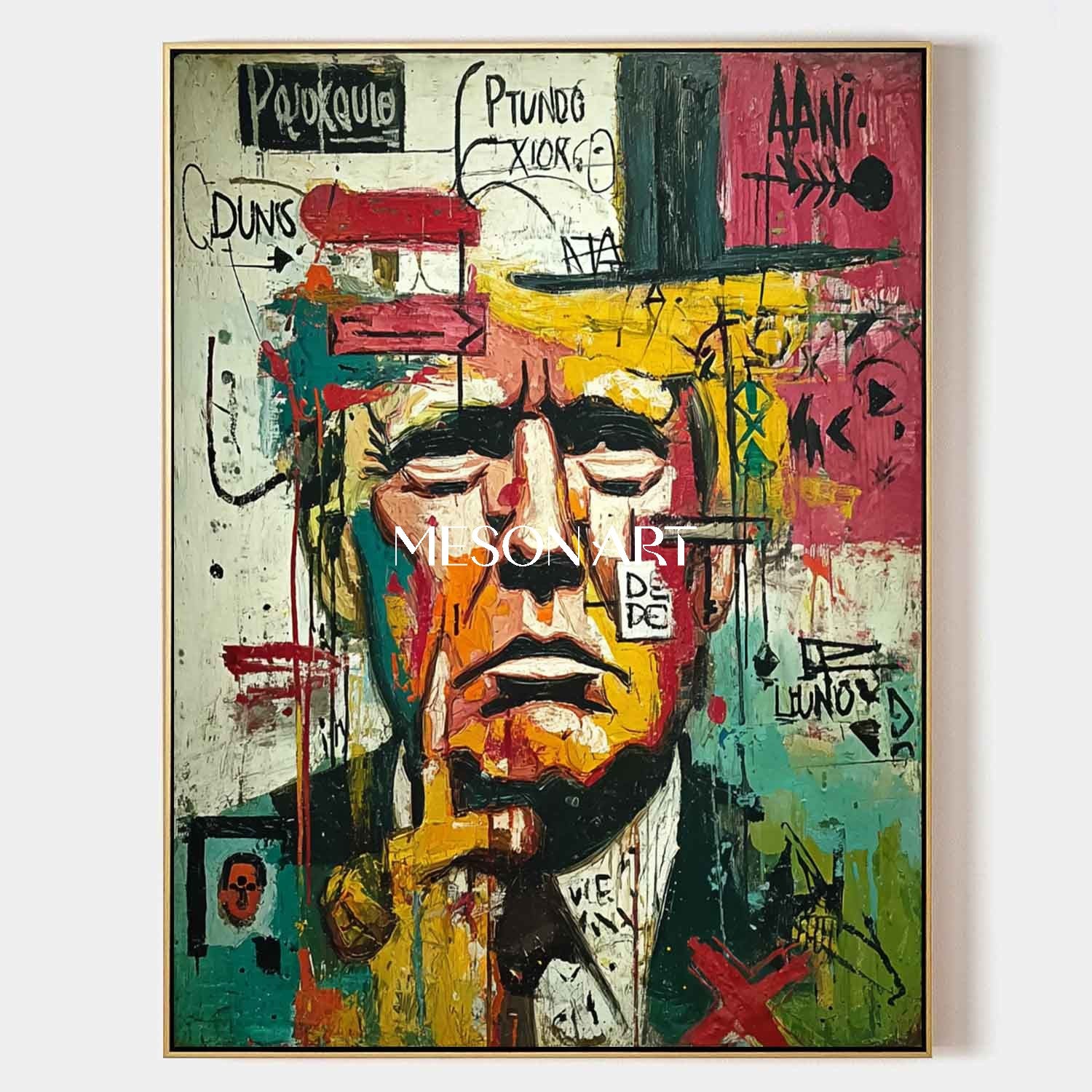 Contemporary Graffiti Portrait Painting Bold Color Expressionist Style
