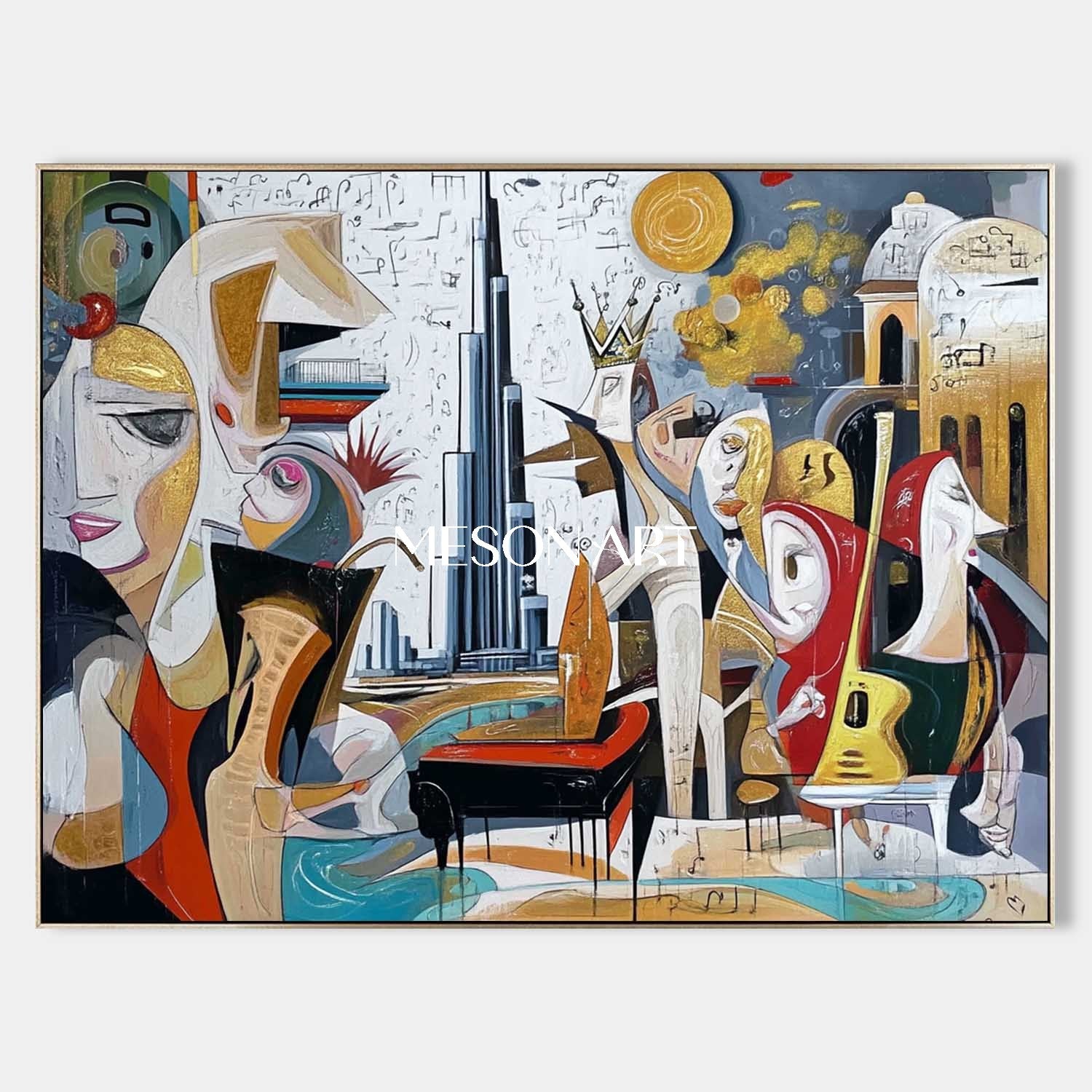 Cubism Picasso Inspired Abstract Painting Large Living Room Wall Decor