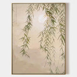 Green Willow On Canvas Wabi-Sabi Art Green Willow Oil Painting Willow Landscape Wall Art