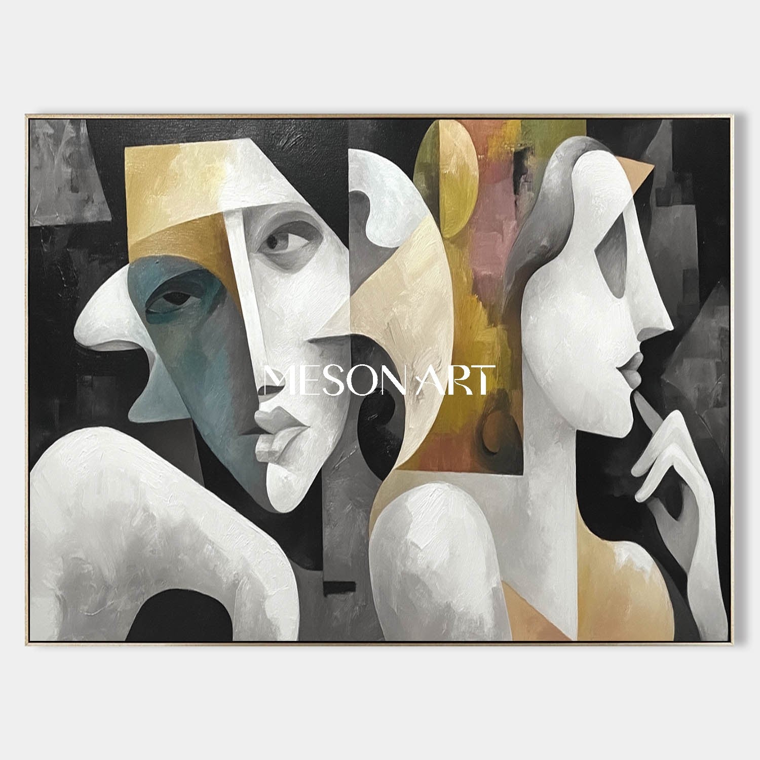 Black and Gold Modern Portrait Contemporary Abstract Wall Art Canvas