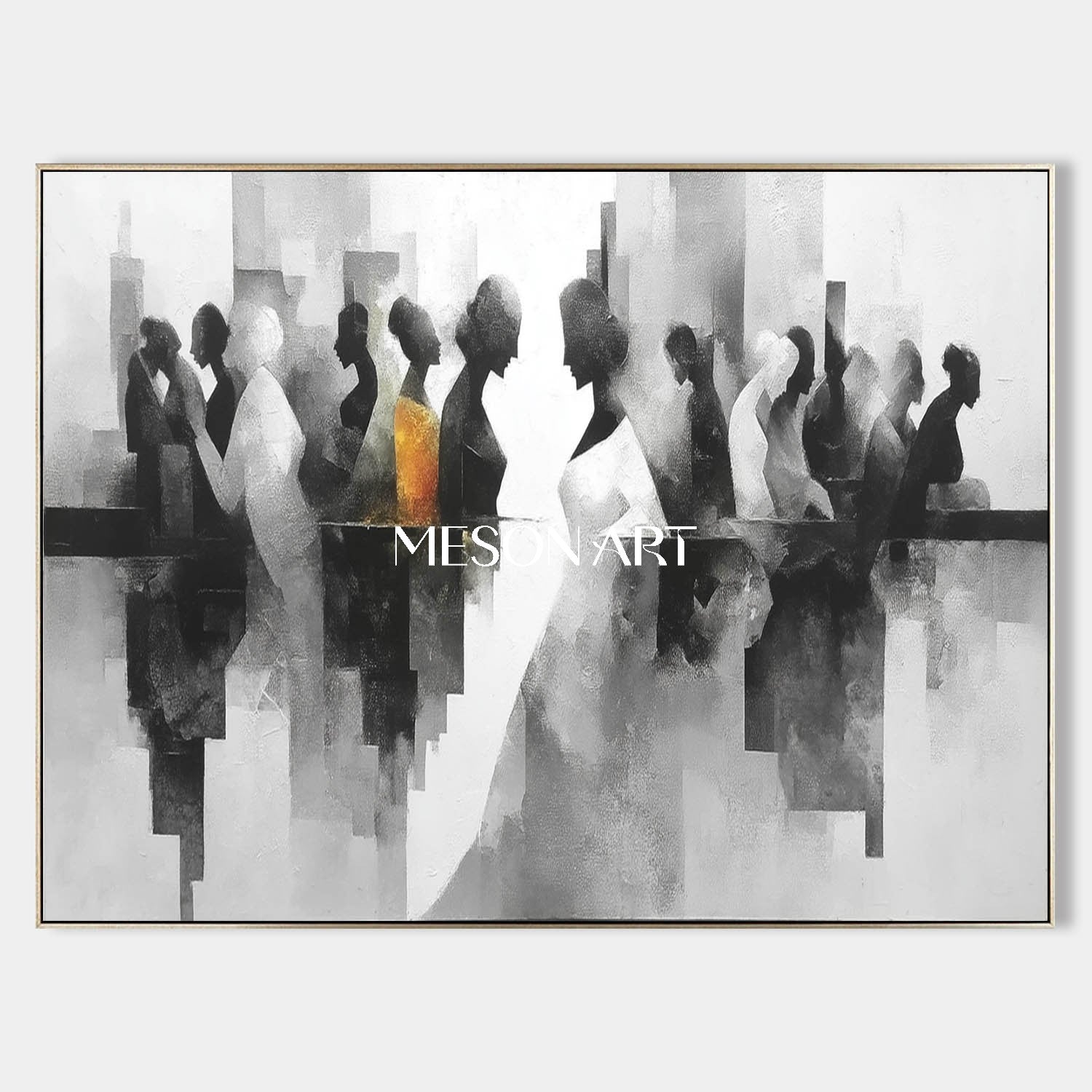 Modern Large Abstract Geometric Oil Canvas Hand-Painted Wall Art Decor