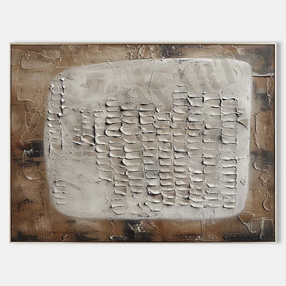 3D Brown and White Abstract Art Brown and White Minimalist Textured Painting Wabi-Sabi Wall Art