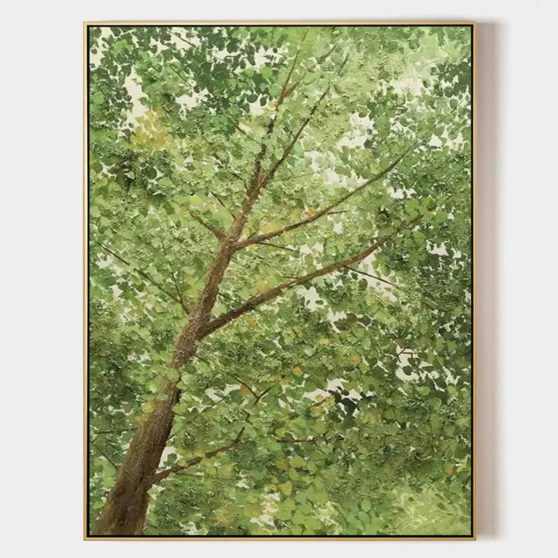 Big Green Textured Tree Painting Green Tree Textured Canvas Wall Art 3D Green Tree Acrylic Painting