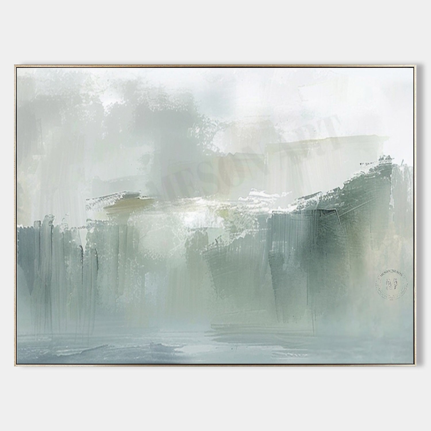 Large Light Green Abstract Art for Sale Light Green Minimalist Painting Light Green Abstract Wall Art