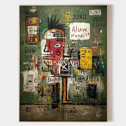 Abstract Graffiti Expressionist Painting Basquiat Inspired Wall Art