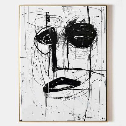 Black and White Basquiat Graffiti Abstract Canvas Wall Painting Black and White Graffiti Abstract Art
