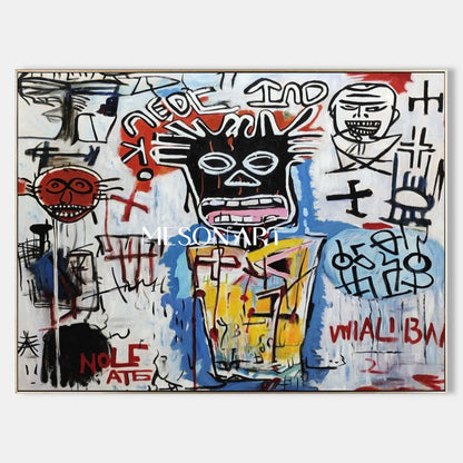 Basquiat Style Graffiti Abstract Art Contemporary Graffiti Abstract Canvas Wall Art for Sale