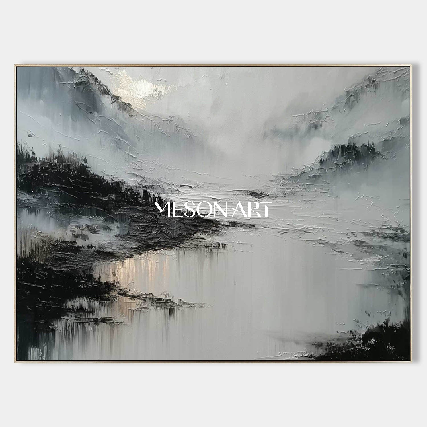 Shop Big Abstract Black Plaster Wall Art Minimalist Canvas Hallway