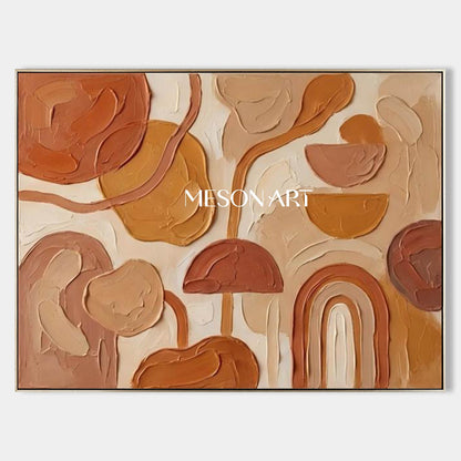 3D Bohemian Minimalist Canvas Painting Arched Lines and Abstract Texture Art