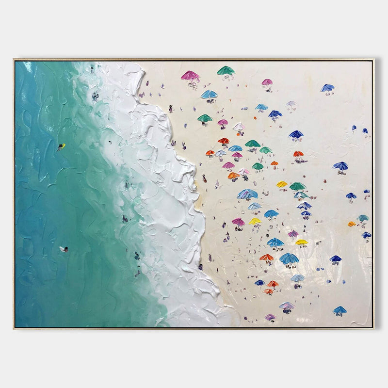 Large Seaside Beach Canvas Painting Seaside Beach Texture Art Summer Wall Painting For Sale