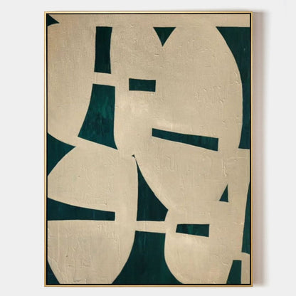 Beige and Green Abstract Canvas Painting Wabi Sabi Wall Decor Beige and Green Minimalist Canvas Art