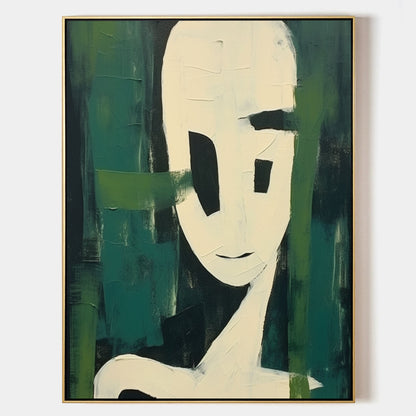 Green Abstract Art On Canvas Green Minimalist Abstract Oil Painting Wabi Sabi Art Wall Decoration