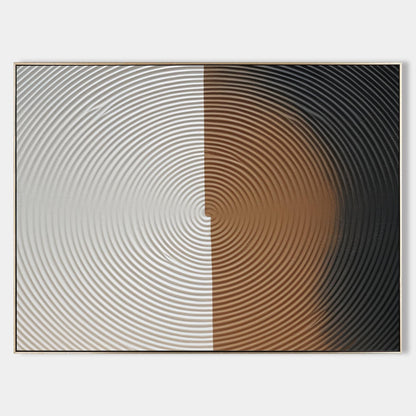 3D White Plaster Abstract Art Canvas White Plaster Texture Painting Large White and Brown Wall Art