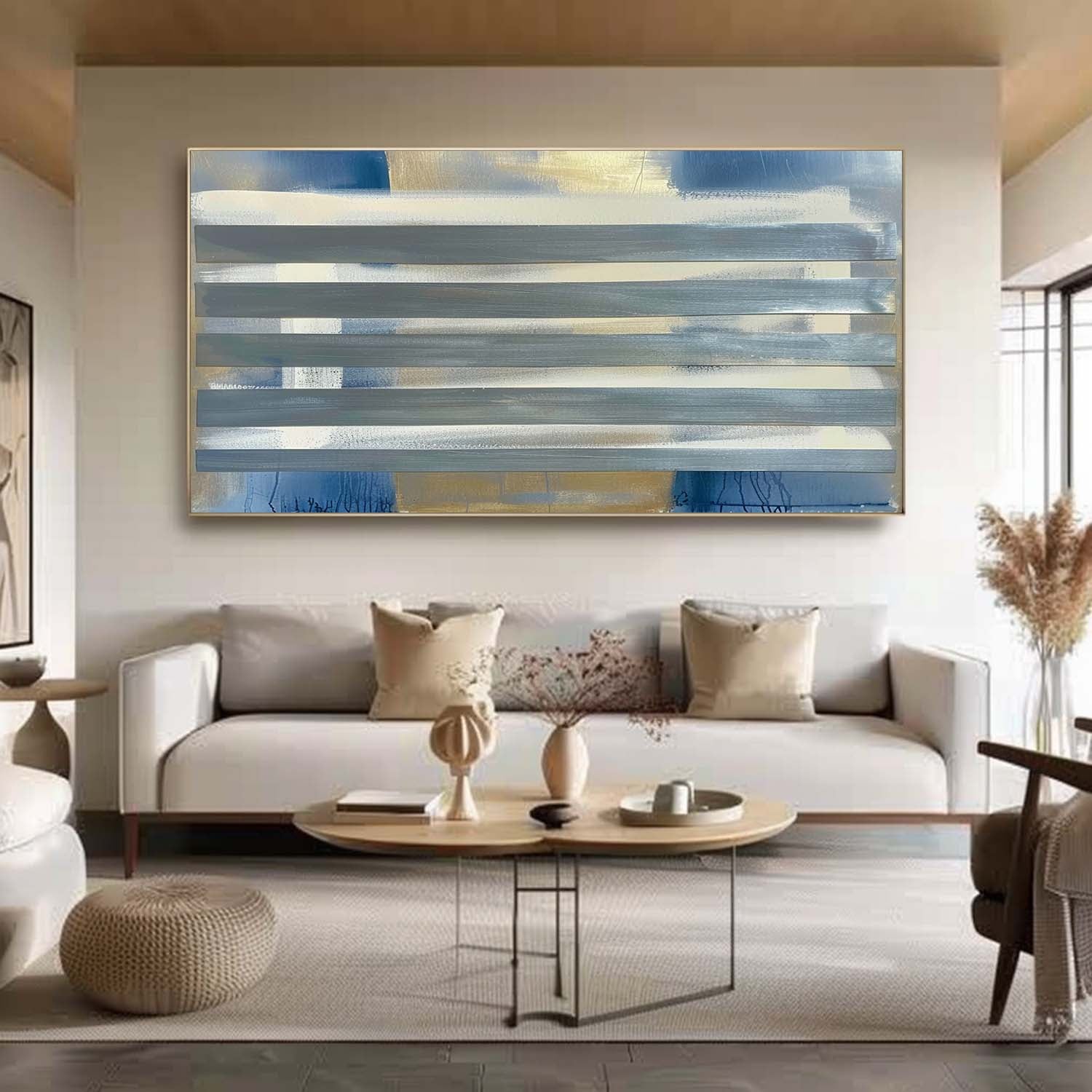 Large Green and Blue Abstract Art Modern Green and Blue Abstract Canvas Wall Decor Hanging Painting