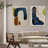 Beige Minimalist Abstract Art 2 Piece Set Beige Wabi Sabi Art Textured Wall Art Beige Art On Canvas
