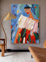 3D Abstract Woman Canvas Oil Painting Abstract Woman Textured Art Palette Knife Figure Painting