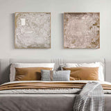 Set of 2 Gray and Brown Textured Abstract Canvas Art Wabi Sabi Art 3D Minimalist Wall Painting