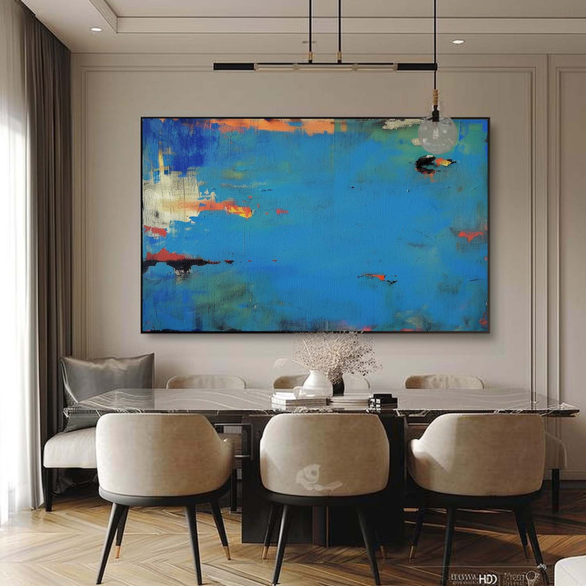 64*48 Deep Blue Sea Abstract Art For Sale Deep Blue Sea Abstract Canvas ...