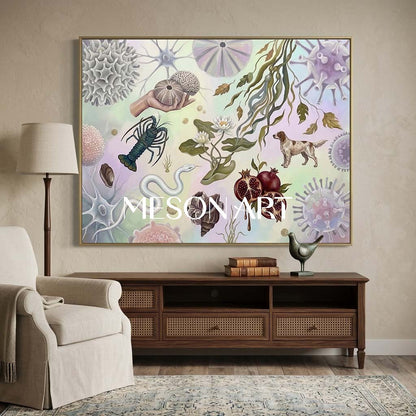 Whimsical Nature Large Surrealist Textured Canvas Wall Art for Office