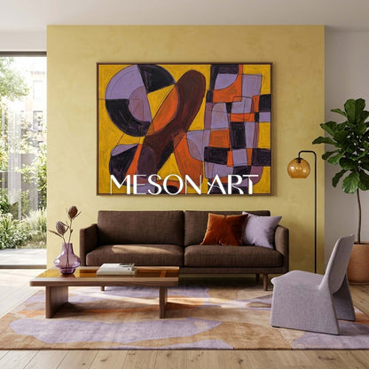 Contemporary Abstract Art With Bold Yellow And Black Geometry For Modern Living