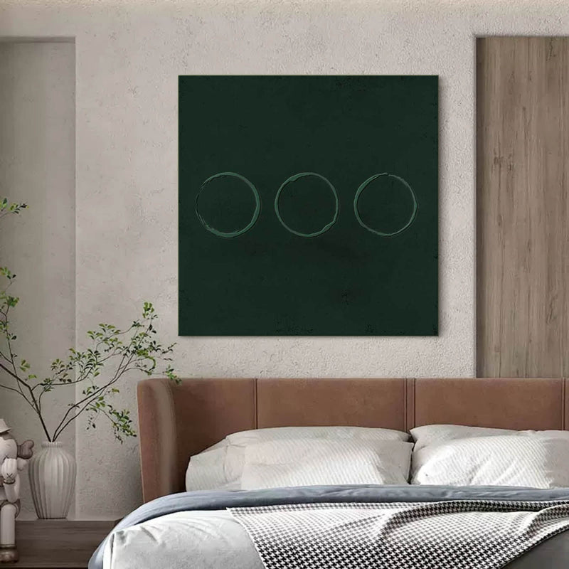 Green Minimalist Painting 3D Green Texture Painting Green Abstract Art Canvas Green Circle Wall Art