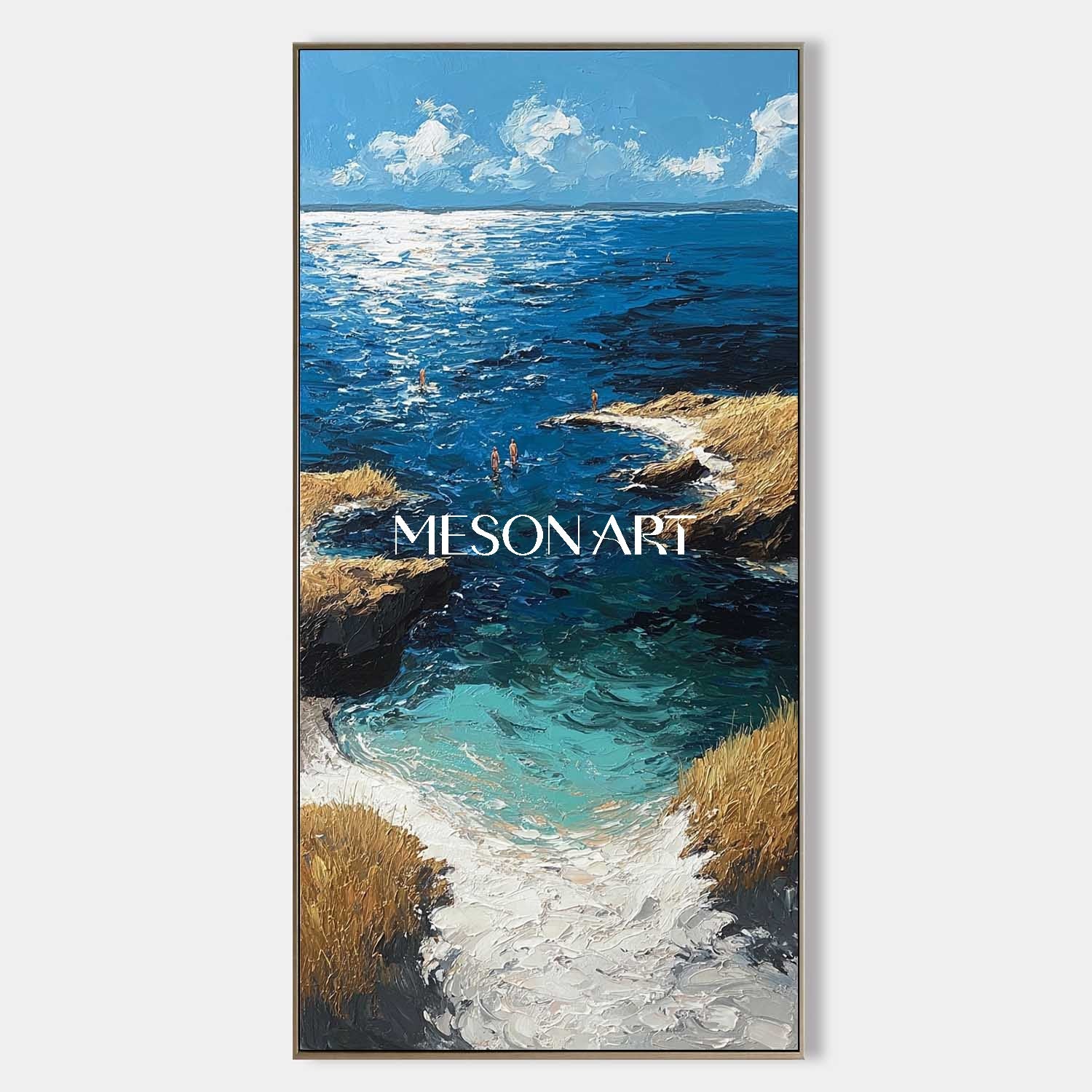 Large 3D Coastal Art for Living Room Modern Beach Canvas Minimalist Coastal Art Large Coastal Canvas