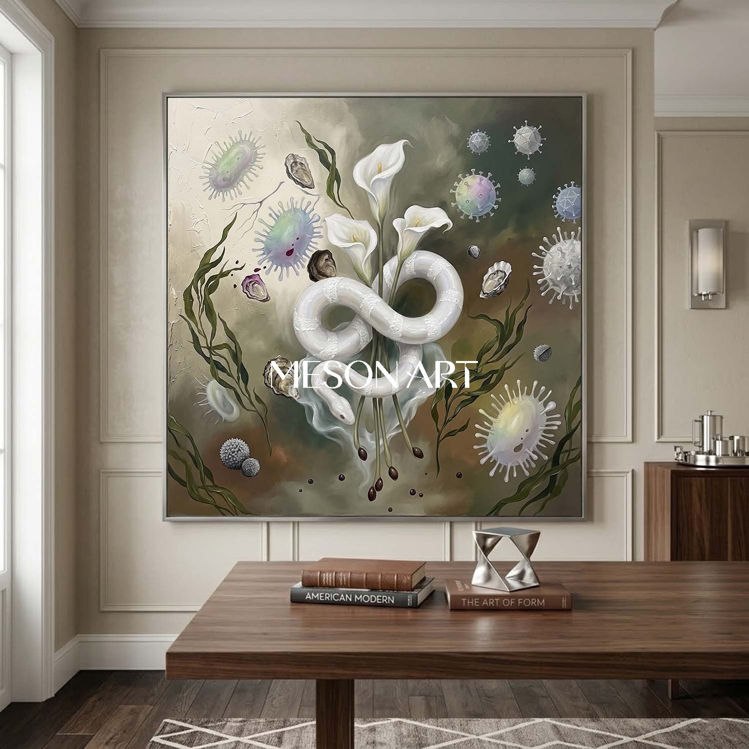 Large Hand Painted Spa Surrealism Wall Art Symbolist Calla Lily Canvas