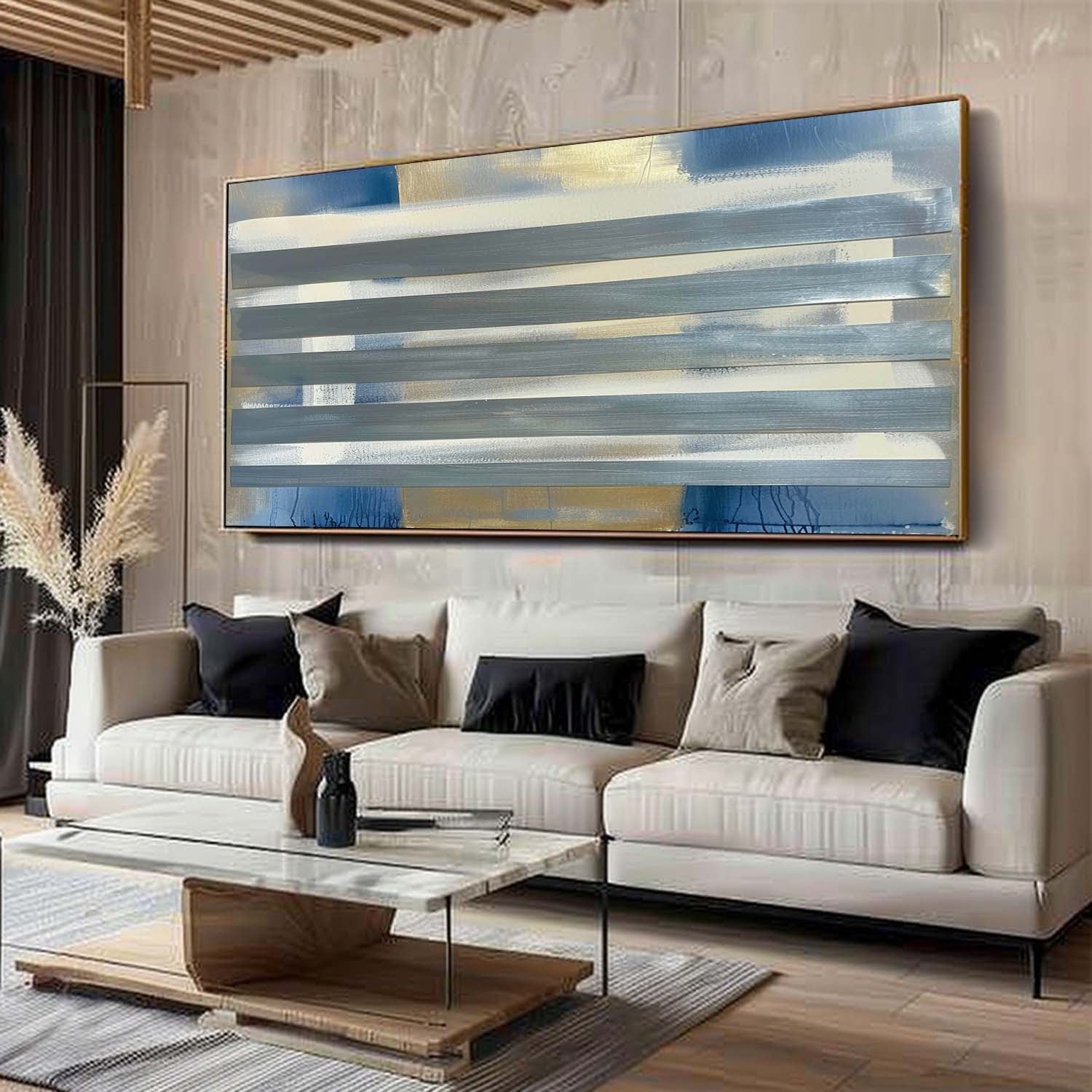 Large Green and Blue Abstract Art Modern Green and Blue Abstract Canvas Wall Decor Hanging Painting