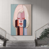 3D Large Beautiful Girl Textured Abstract Art Abstract Woman Painting Canvas Abstract People Wall Art
