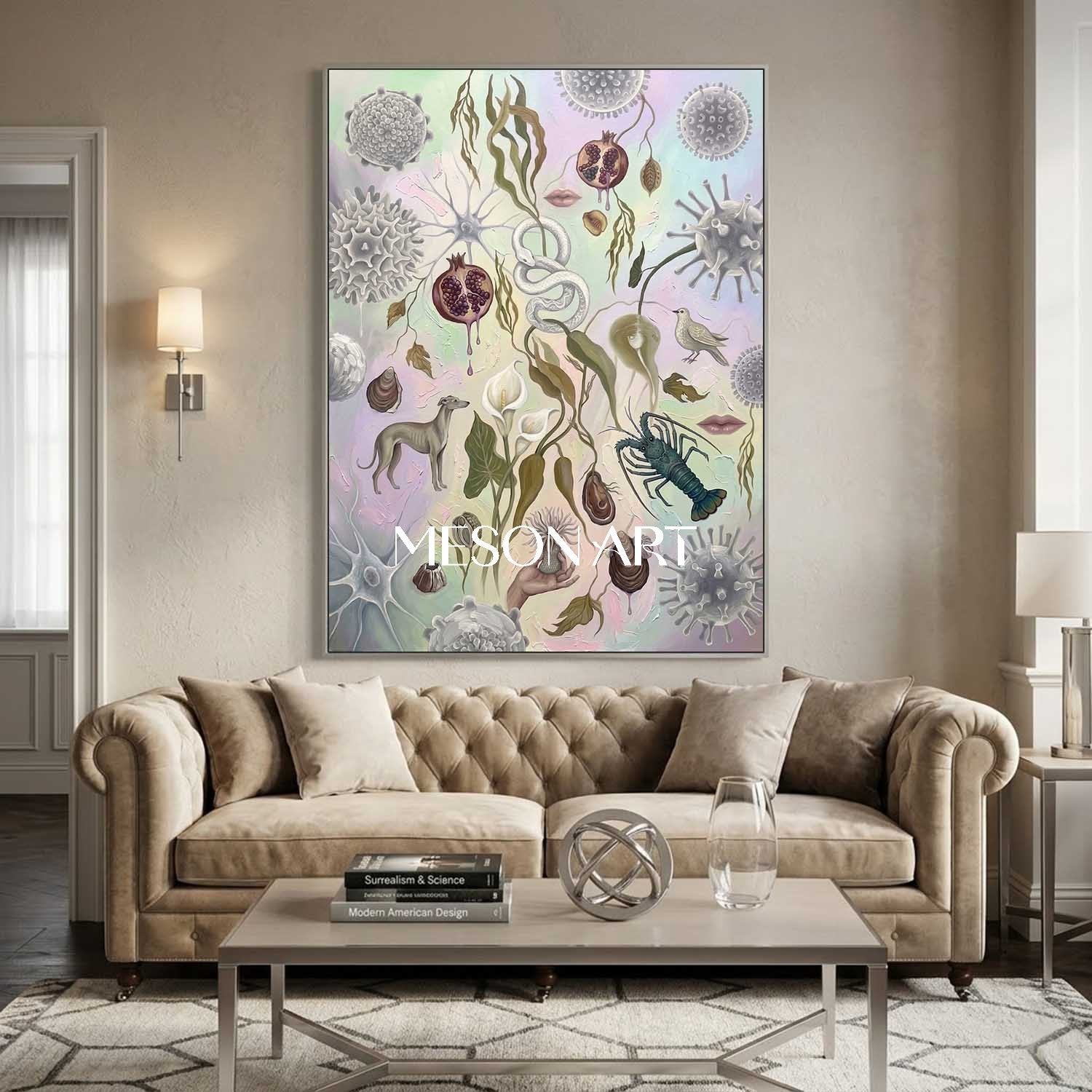 Bio-Surrealism Handmade Ecological Wall Art Soft Tone Organic Painting