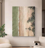 Green and Brown Abstract Canvas Painting for Sale Wabi Sabi Home Wall Decor Minimalist Canvas Art