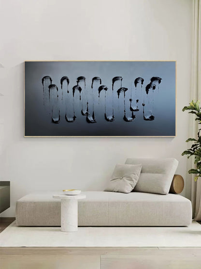 Large 3D Black Abstract Art Black Textured Wall Art Black Texture Acrylic Canvas Painting Black Art