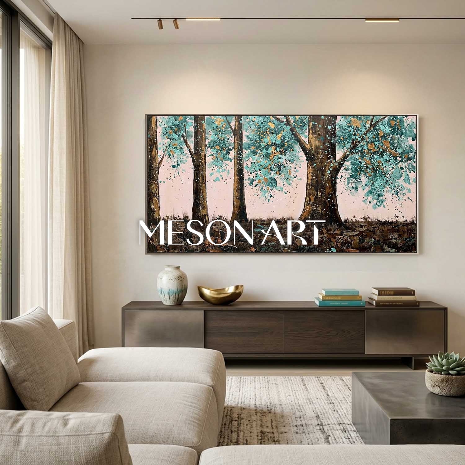 Contemporary Cubist Abstract Painting With Geometric Shapes And Neutral Tones For Modern Home Decor