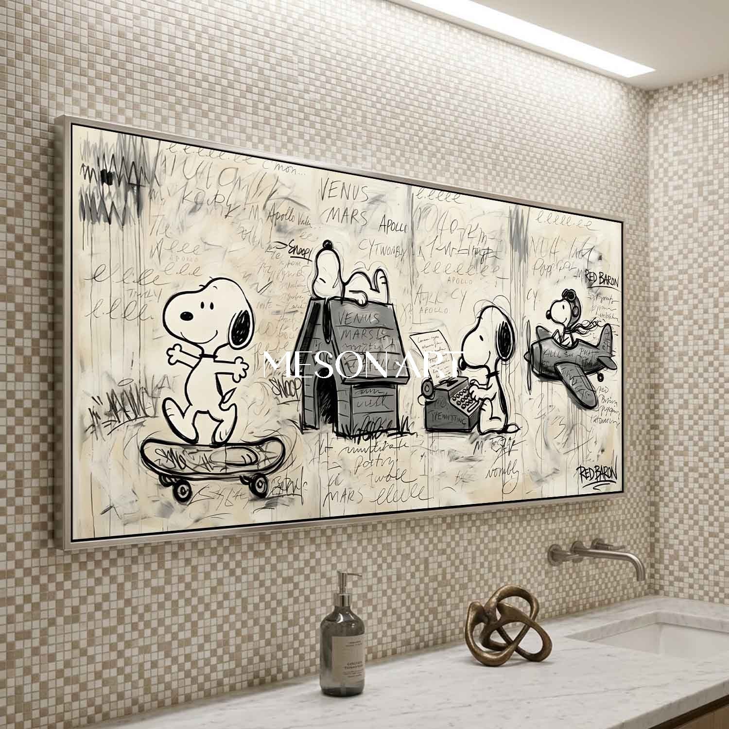 Original Snoopy Graffiti Painting Hand Painted Urban Pop Art Bedroom