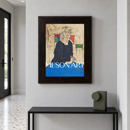 Blue And Black Abstract Figurative Painting Original Artwork Contemporary Portrait Rectangular Wall Art By Mesonart