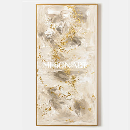 Luxurious Abstract Art With Gold Leaf Textured Impasto For Modern Living Room Decor