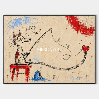 Beige And Red Abstract Graffiti Painting Original Artist Urban Wall Art Rectangular By Mesonart
