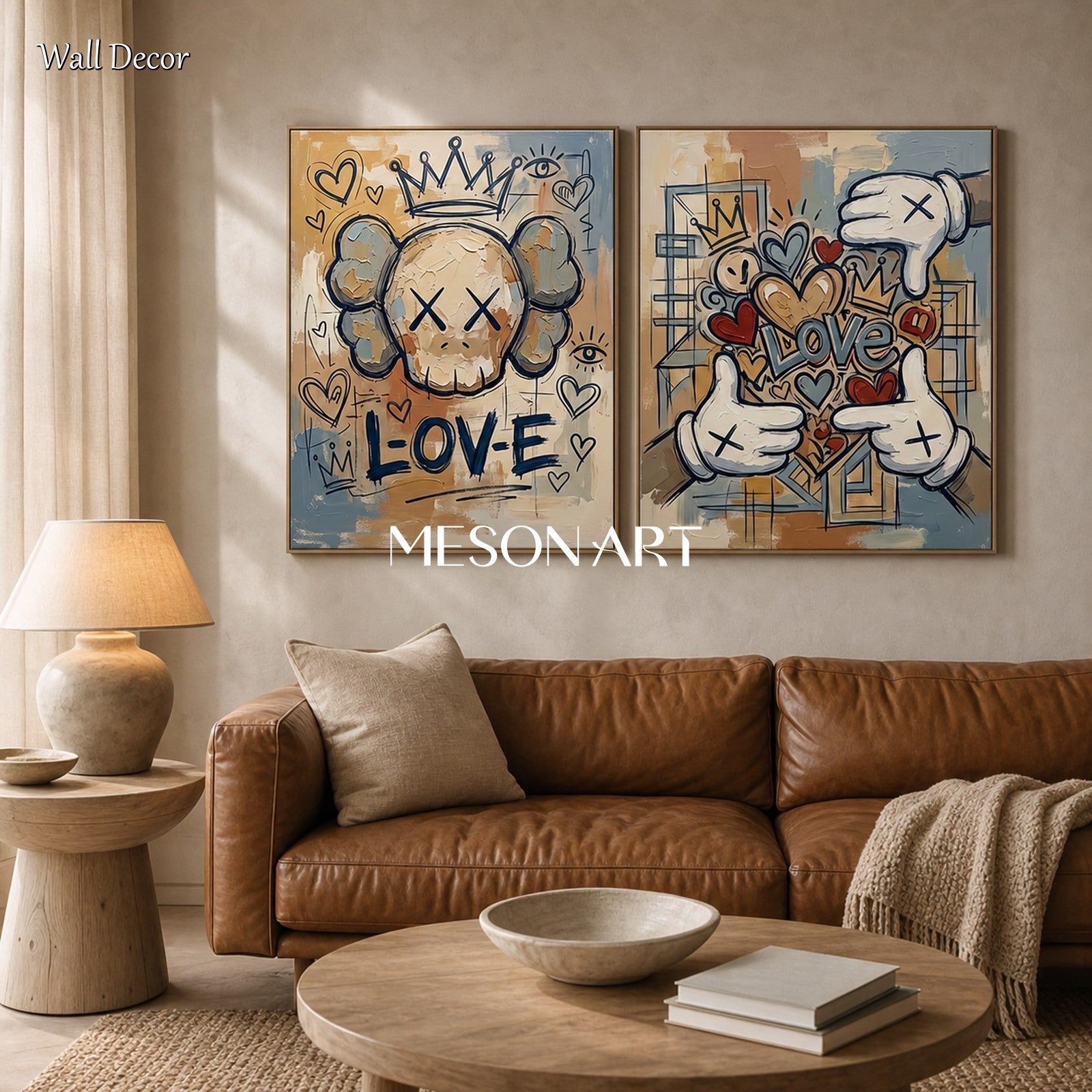 Urban Pop Art Painting With Graffiti Motifs For Modern Living Room Decor