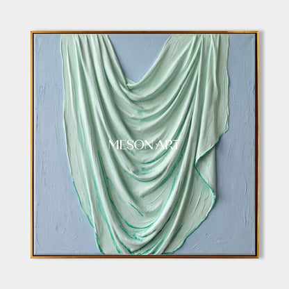 Green And Blue Minimalist Sculptural Textured Wall Art Square Original Artist By Mesonart