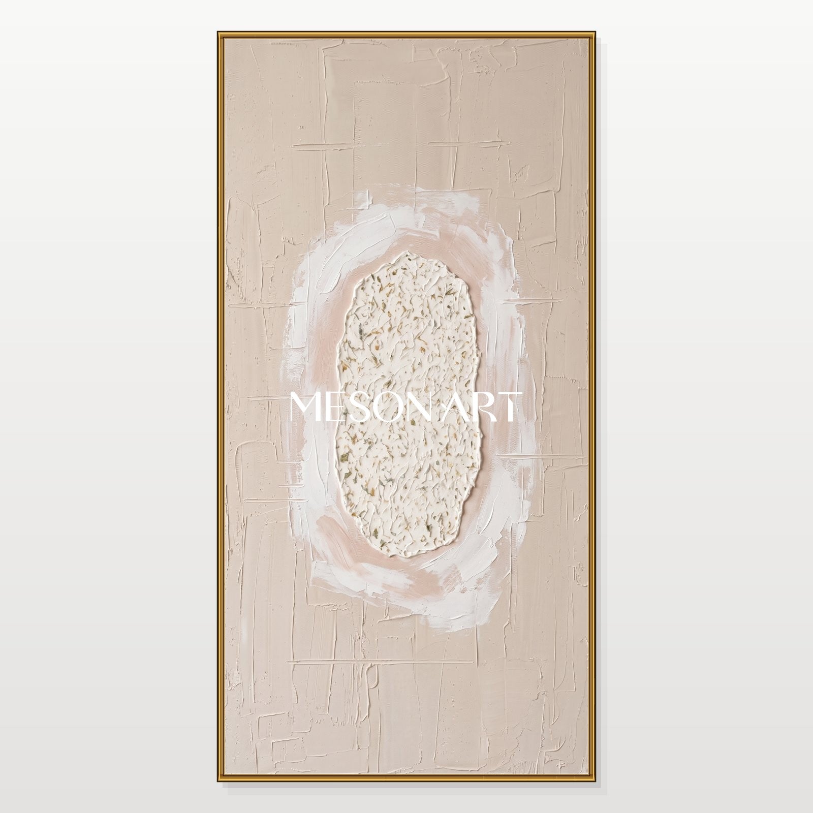 Minimalist Beige Textured Wall Art With Gold Accents For Modern Living Room And Bedroom Decor