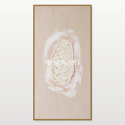 Minimalist Beige Textured Wall Art With Gold Accents For Modern Living Room And Bedroom Decor