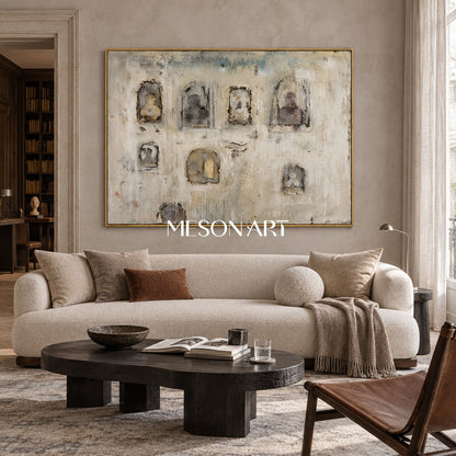 Neutral And Gray Abstract Painting Original Artist Hand Painted Mixed Media Textured Wall Art For Living Room By Mesonart