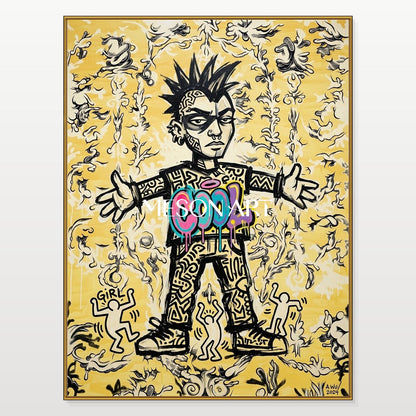 Gold And Black Graffiti Art Rectangular Wall Decor For Living Room By Mesonart