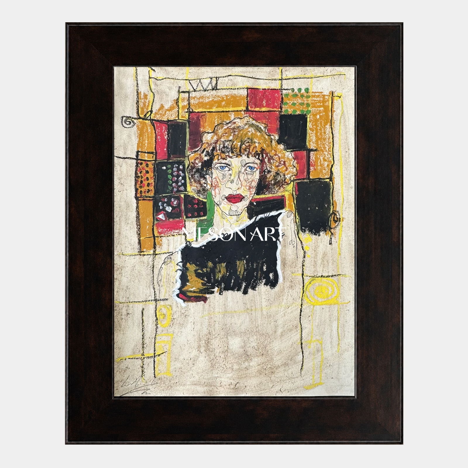 Beige Contemporary Figurative Painting Original Artist Hand Painted Rectangular Wall Art For Living Room By Mesonart