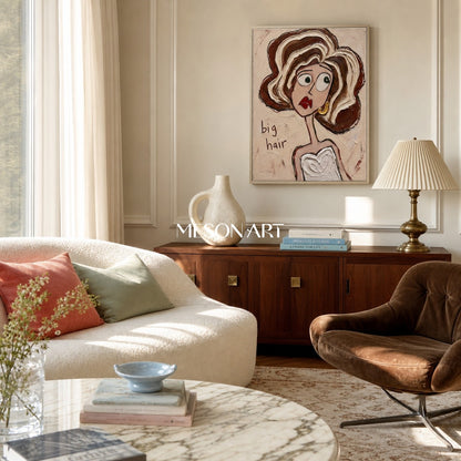 Contemporary Figurative Portrait Painting With Textured Impasto For Modern Home Decor