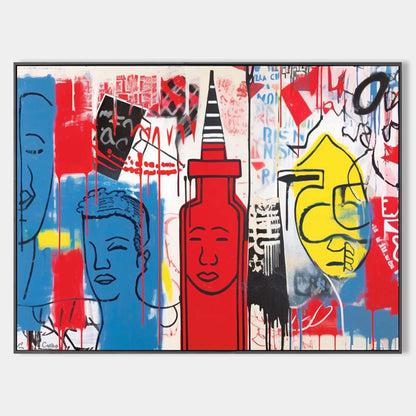 Large Graffiti Canvas Wall Art Fun Pop Abstract Canvas Art Framed Graffiti Art Original Graffiti Art