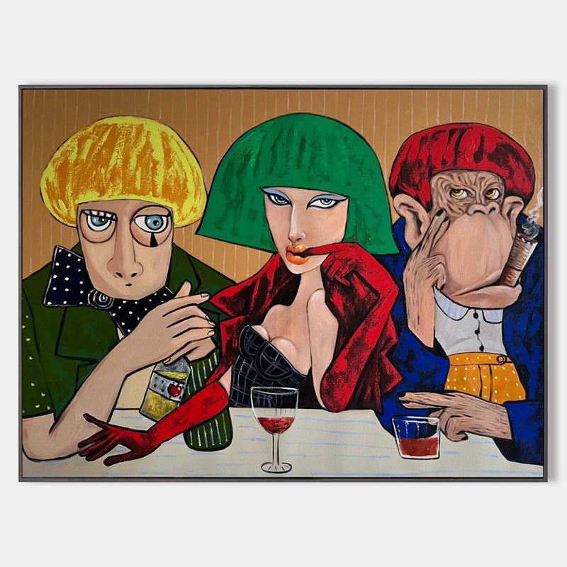 Pop Art Portrait Painting of Three People on Canvas Pop Art Portrait Painting of Three People