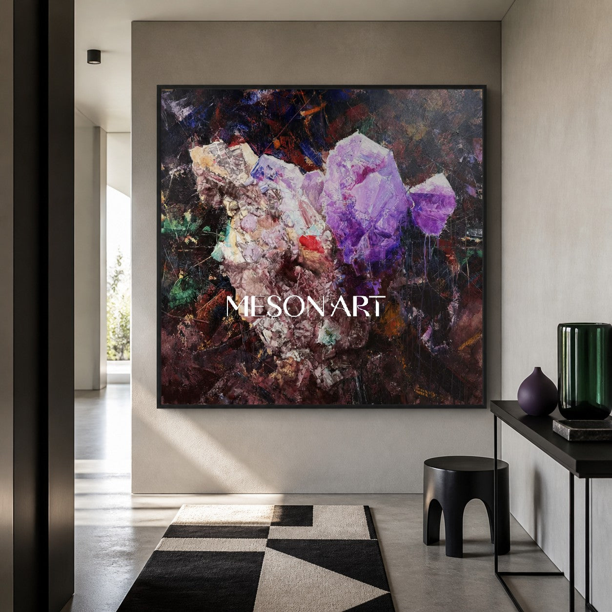Red Teal Crystal Art #ON045